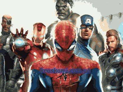 Картины по номерам по фото с супергероями для детей